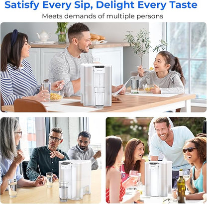 Waterdrop Large 27-Cup Mega Electric Water Filter Dispenser, 200-Gallon Rechargeable Instant System, NSF/ANSI 42&53&401&372, Reduce PFAS, Lead, Chlorine, with 1 Filter, White, Does not Lower TDS