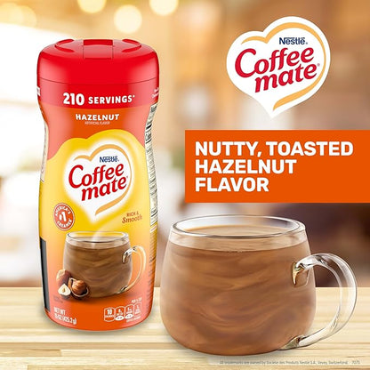 Nestle Coffee mate Coffee Creamer, Hazelnut, Non Dairy Powder Creamer, 15 oz Canister (Pack of 12)