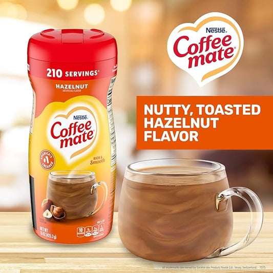 Nestle Coffee mate Coffee Creamer, Hazelnut, Non Dairy Powder Creamer, 15 oz Canister (Pack of 12)