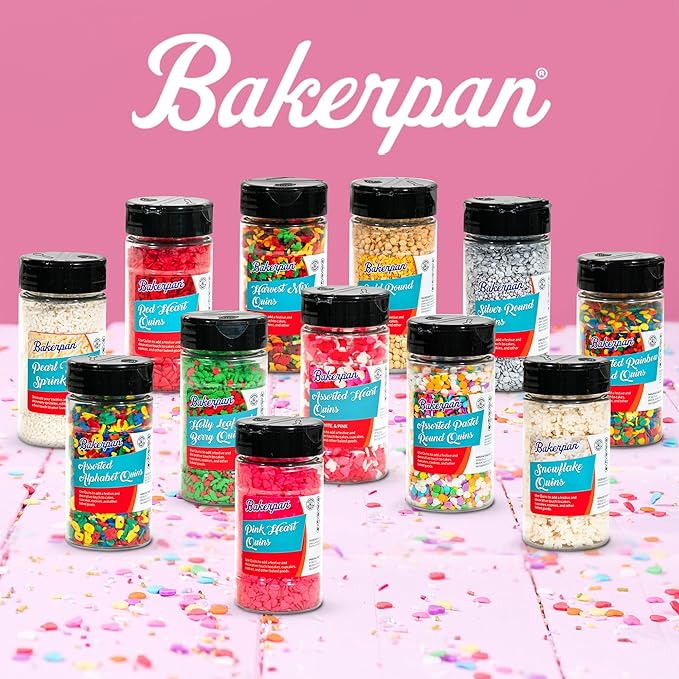 Bakerpan Red Heart Sprinkles for Cake Decorating, 5.77 Ounces Edible Hearts Confetti Sprinkles for Ice Cream, Cookies, Valentine's Cupcake Topper