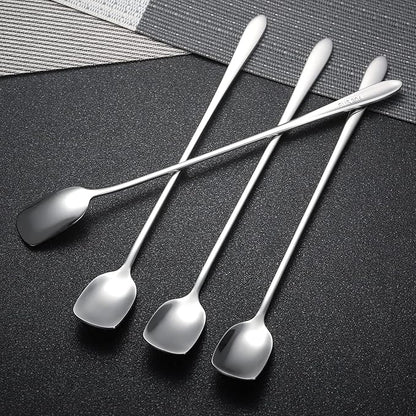 Long Coffee Spoons Steel Set of 6 Stainless Coffee Stirrer Iced Cream Scoop Cocktail Mixing Spoons (6)