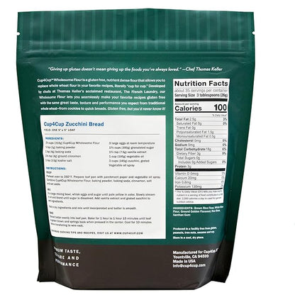 Cup4Cup Wholesome Flour, 2 Pounds, Certified Gluten Free, 1:1 Whole Wheat Flour Substitution, Dairy Free, Non-GMO, Kosher, Made in the USA