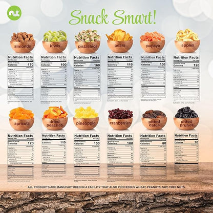 NUT CRAVINGS - Thanksgiving Dried Fruit & Mixed Nuts Gift Basket in White Gold Box (12 Assortments) Holiday Xmas Christmas Food Arrangement, Healthy Snack Care Package, Food Assortments