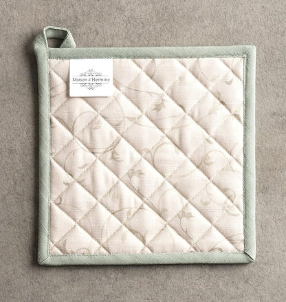 Maison d' Hermine Pot Holders Set 100% Cotton Heat Resistant Potholders 8" x 8" Hot Pads with Loop BBQ, Cooking, Baking, Grilling, Kitchen, Handling Hot Pans (Pack of 2, Lumina)