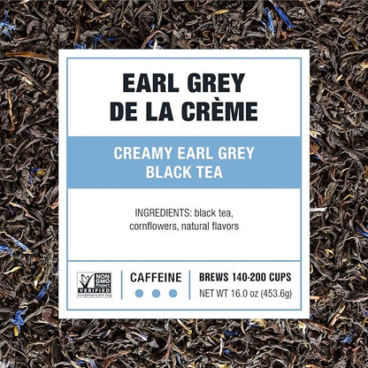 Tiesta Tea - Earl Grey de la Crème, Loose Leaf, Creamy Earl Grey Black Tea, Premium Blend, Caffeinated Black, Make Hot or Iced Brews Up to 200 Cups, 16 Ounce Resealable Bulk Pouch
