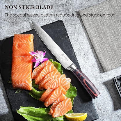 PAUDIN Carving Knife 8 inch, Ultra Sharp Brisket Slicing Knives, Premium Meat Cutting Knives German Stainless Steel, BBQ Knife with Ergonomic Handle, for Slicing Roast, Meats and Vegetables