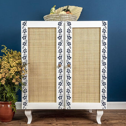 NAKLEO Painting Stencil for Crafts A5 5.9” x 8.3”, Flowers Mini Border Pattern, Reusable Plastic DIY & Scrapbooking Drawing Template, Decoupage Art Home Decor, Wall Wood Fabric Furniture
