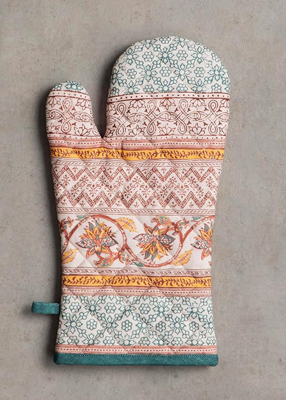 Maison d' Hermine Oven Gloves 100% Cotton Oven Mitt 7" x 13" with Loop Heat Resistant, BBQ, Cooking Gloves, Baking, Grilling, Kitchen, Handling Hot Pans (Pack of 1, Nila)