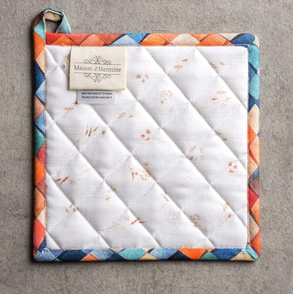 Maison d' Hermine Pot Holders 100% Cotton Heat Resistant Potholders 8" x 8" Hot Pads with Loop BBQ, Cooking, Baking, Grilling, Kitchen, Handling Hot Pans (Pack of 1, Faisan D'Automne)