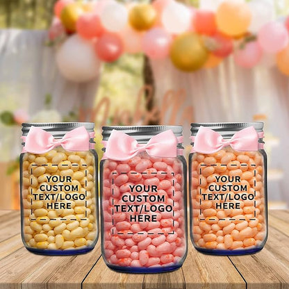 DISCOUNT PROMOS 100 Decorating Mason Jars Set, 12 oz. - Customizable Text, Logo - Canning, Aluminum Lid - Blue