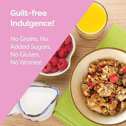Kiss My Keto Sugar Free Granola, Strawberry Vanilla 1-Pack – Curb Cravings with Few Net Carbs – Allulose Sweetened, Resealable & Gluten-Free Crunchy Clusters – Grain Free Granola Great With Yogurt or Milk