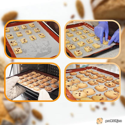 Silicone Baking Mats Half Sheet/Full Sheet Non-Stick Cookie Sheet for Baking Silicon Baking Mat Set (12” x 16” & 16” x 24” Pack of 2)