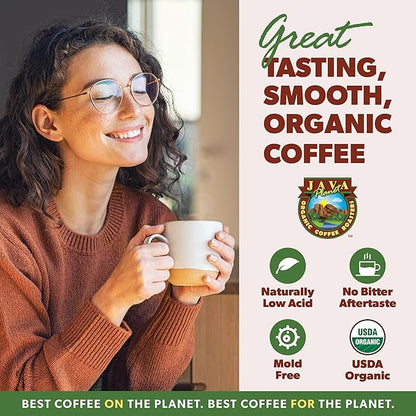 Low Acid Organic Coffee – Whole Bean, Mold-Free & Stomach Friendly by Java Planet, Black Magic Blend Coffee, Medium Dark Roast, Smooth Full Flavored, 5LB Bag