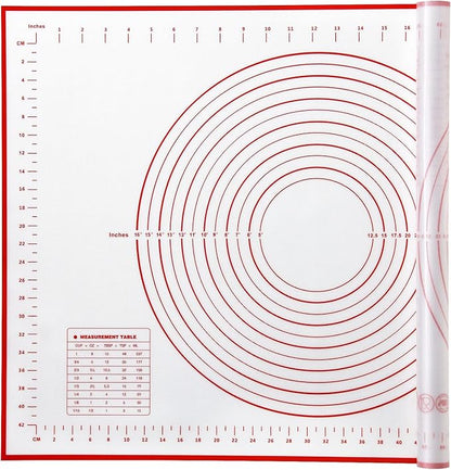 Yansumi Silicone Pastry Mat Extra Large Non-Slip Mat for Rolling Dough Pie Crust and Baking Non-Stick with Measurements(XL,28"L x 20"W, Red)