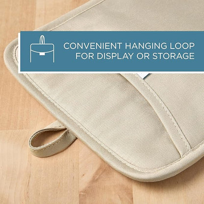 TOWN & COUNTRY BASICS Basketweave Soft Silicone Pot Holder 2-Pack Set, Heat Resistant up to 500F, Flexible Silicone, Non-Slip Grip, Beige, 7.5"x10"