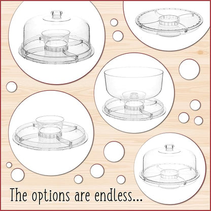 Homeries Acrylic Cake Stand with Lid, Cake Plate, (6 in 1) Multi-Functional Serving Platter, Large Cake Stand with Dome, Cake display stand with lid & Cake Dome - Use as Cake Holder, Cake Cover