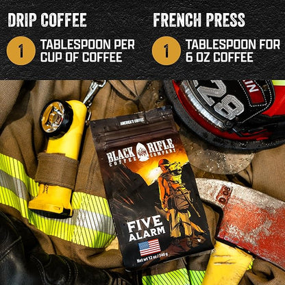 Black Rifle Coffee Company Ground Coffee Medium Roast - Roasted Blend Made from Pure Arabica Beans - Colombian & Brazilian Beans - Veteran Founded & American Made (Five Alarm, 12oz Bag)