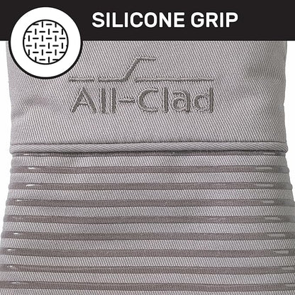 All-Clad Silicone Oven Mitts: Heat Resistant up to 500 Degrees - 100% Cotton & Silicone, 14"x7" Oven Mitt for Kitchen and Barbeque, 2-Pack, Titanium