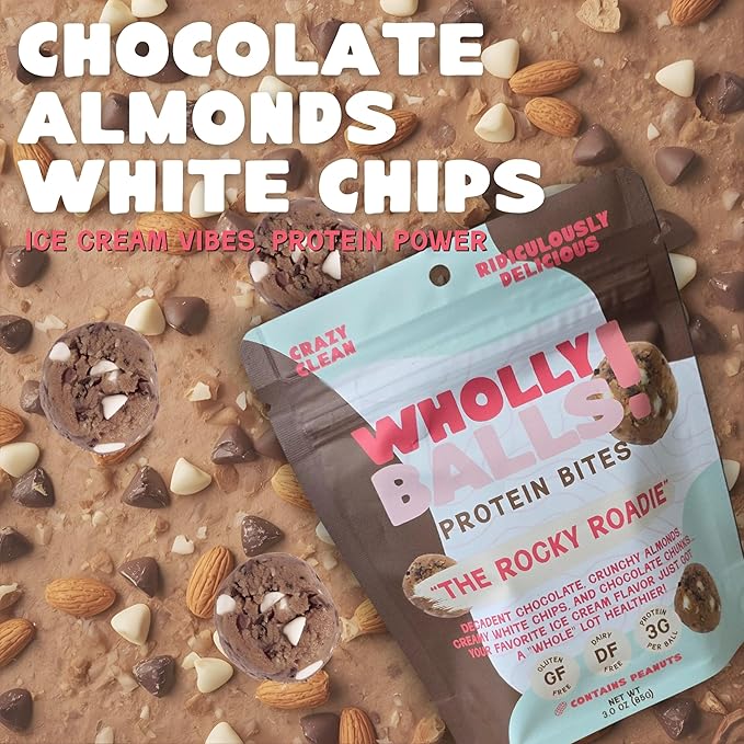Wholly Balls Protein Bites – Healthy Plant-Based Snack | High Protein, Low Sugar, Gluten-Free Energy Balls (Pack of 3, Triple Threat)