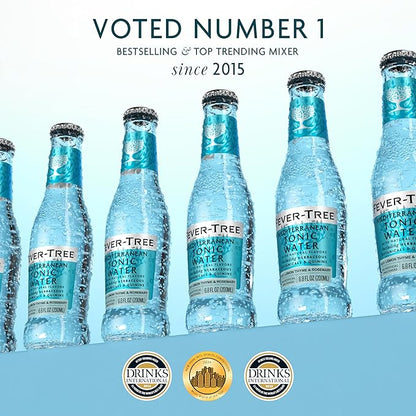 Fever-Tree Mediterranean Tonic Water Glass Bottles, No Artificial Sweeteners, Flavorings & Preservatives, 6.8 Fl Oz (Pack of 24)