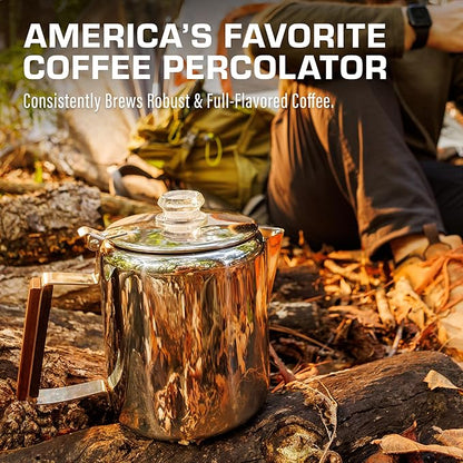 COLETTI Bozeman Percolator Coffee Pot — Coffee Percolator, Camping Coffee Pot – America’s Favorite Percolator – NO Aluminum or Plastic [6 cup]
