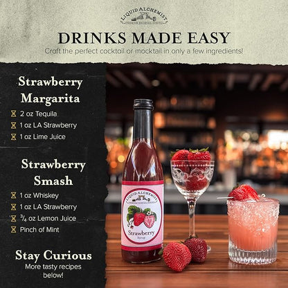 Liquid Alchemist Strawberry Syrup for Drinks - Real Ingredients Make our Strawberry Puree for Drinks a Perfect Margarita Mix - Our Flavored Syrup is Gluten & Dairy Free (25 oz)