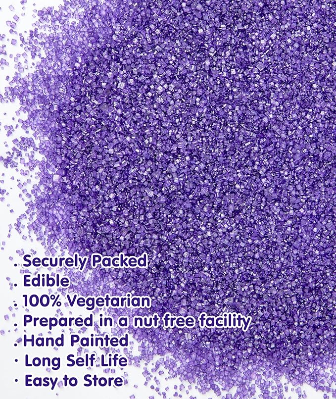 Edible Purple Sanding Sugar Sprinkles,Edible Crystals for Cake Decorating,150g/5.3oz,christmas Coarse Sugar Sprinkle Mix for Baking,Cookies,Ice Cream,Fondant Cake,Caramel Apples,Cupcakes,Desserts Topper Decoration Supplies
