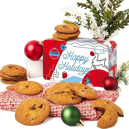 David's Cookies Winter Wonderland Thin and Crispy Cookies Tin – Gourmet Crunchy Cookies in Festive Sweet Sampler – Holiday Dessert Gift for Friends Family, Christmas Treats and Seasonal Celebrations