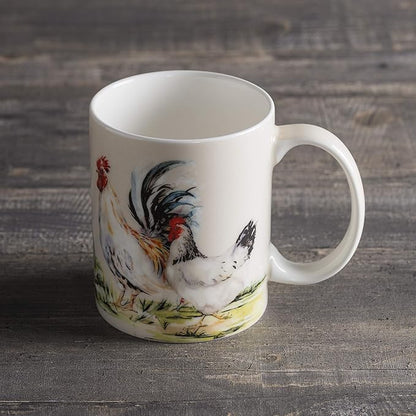 Maison d' Hermine Coffee Mug with Handles Fine Bone China Mugs Pack of One Tea Cups for Hot Beverages Cappuccino Latte Home Restaurant Office Perfect for Gift (Campagne - Basse Cour, 12 Ounce)