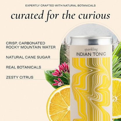 Strongwater Sparkling Indian Tonic Water - 12 Pack Cans (8.4 Fl Oz Each) - Premium Mixer with Quinine, Rocky Mountain Water & Botanicals - No Added Preservatives, Zero Sugar