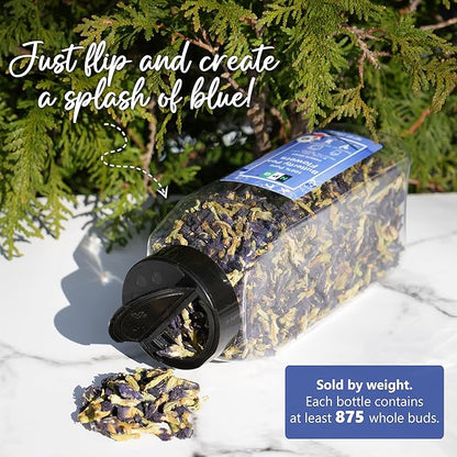NPG Blue Butterfly Pea Flower Tea 2 Oz, Whole Flower Buds Loose Leaf, Natural Non-GMO Blue Food Coloring for Iced Tea, Cocktails, Caffeine-Free, Approx. 875 Ct