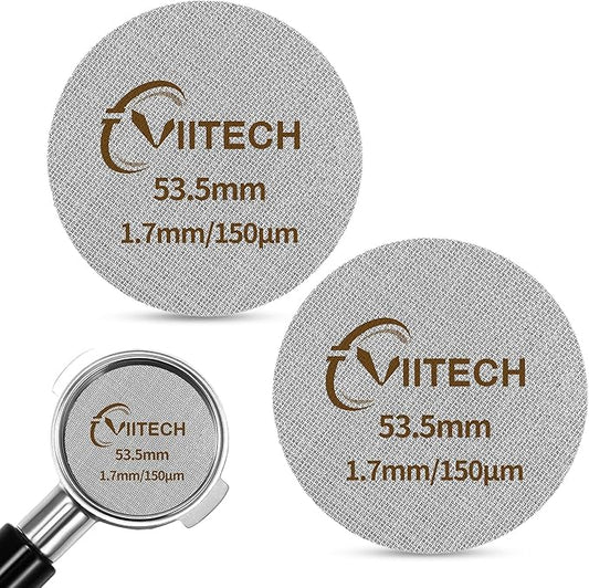2 PCS Espresso Puck Screen, Espresso Filter Screen for 53.5mm Portafilter, Reusable 1.7mm Thickness 150μm, 316 Stainless Steel Coffee Filter Replacement, Coffee Puck Filter for Espresso Machine