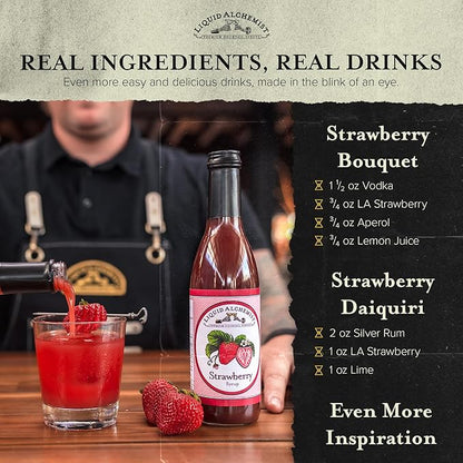 Liquid Alchemist Strawberry Syrup for Drinks - Real Ingredients Make our Strawberry Puree for Drinks a Perfect Margarita Mix - Our Flavored Syrup is Gluten & Dairy Free (12 oz)