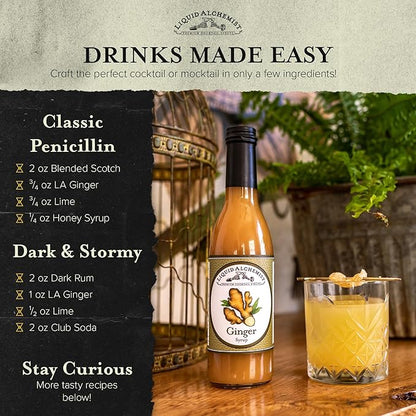 Liquid Alchemist Ginger Syrup for Cocktails - Real Ingredients Make our Liquid Ginger Puree for Cocktails the Perfect Moscow Mule Cocktail Syrup - Our Mixer is Non-GMO & Vegan (25 oz)