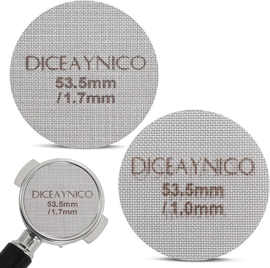 2 Pieces Espresso Puck Screen,Metal Coffee Filter,1.0mm & 1.7mm Thickness 150μm - 316 Stainless Steel,Reusable Barista Espresso Filters for Espresso 53.5mm Portafilter Filter Basket