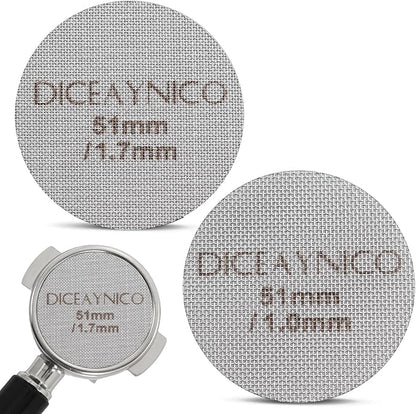 2 Pieces Espresso Puck Screen,Metal Coffee Filter,1.0mm & 1.7mm Thickness 150μm - 316 Stainless Steel,Reusable Barista Espresso Filters for Espresso 51mm Portafilter Filter Basket