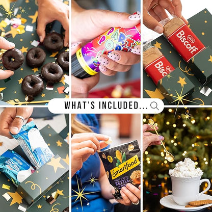 Explosion Gift Box with Treats – Premium Surprise Snack Box with Donuts, Cookies, Chips & More – Blank Design for Any Occasion – Party, Celebration, or Just Because Gift (Explosion Gift Box)