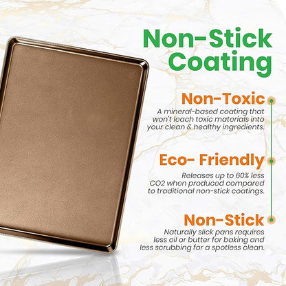 NutriChef 2-Piece Nonstick XL Cookie Sheets for Baking - 22" x 16" Extra Large Carbon Steel Oven Baking Trays - Non Stick Coating, Stackable Baking Pans, NCLGBP28