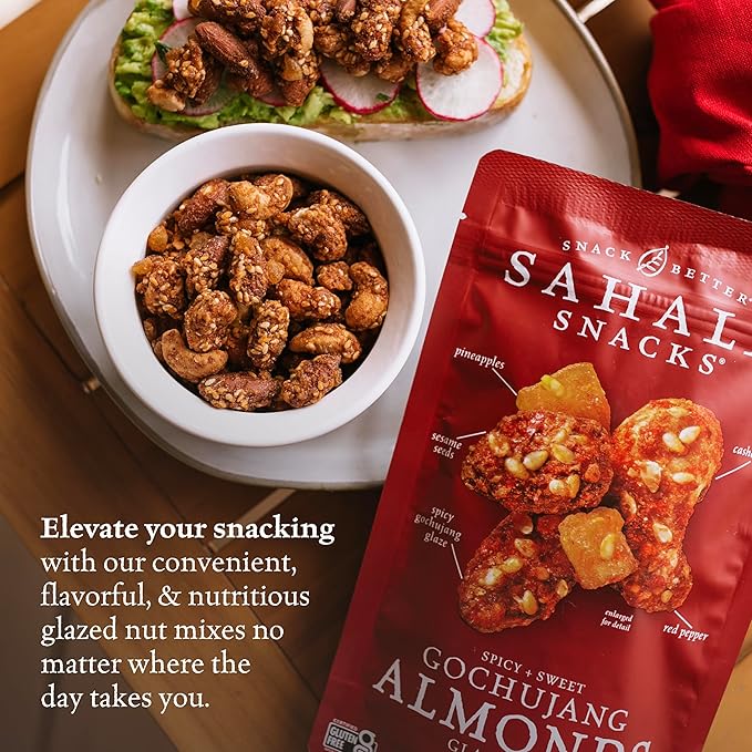 Sahale Snacks Gochujang Almonds Glazed Mix, Kosher, Gluten Free, 4 Ounce (Pack of 6)