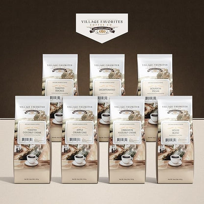 Village Favorites Flavored Coffee – Low Acid, Mold-Free, 100% Arabica, Slow Roasted Medium Roast, Smooth & Stomach Friendly, Ground, 1LB Bag (16oz)- Kosher (16oz, Toasted S’mores)