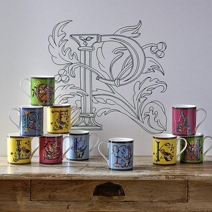 Spode Kit Kemp 12oz Mug, O Initial - Fine China Coffee Cup with Floral Alphabet Design, Custom Letter Mug for Unique Gift Giving - Personalized Kitchen Drinkware, Dishwasher Safe & Stylish