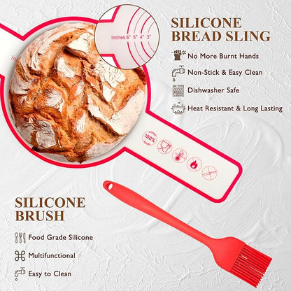 Complete Sourdough Starter Kit, Banneton Bread Proofing Basket with Glass Sourdough Starter Jar, Sourdough Bread Baking Supplies, 9'' Round Bread Proofing Basket, for Bread Making Baking Fermentation