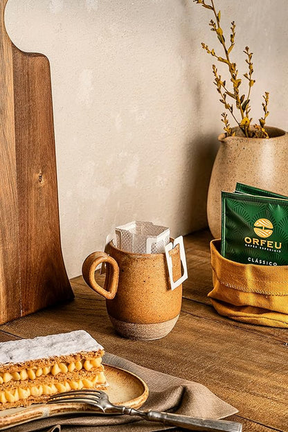 ORFEU - Special Coffee Classic Drip Sachet - 100% Arabica Coffee, Medium Roasted, Aroma of Floral, Fruity & Caramel, Balanced Acidity, Made In Brazil, Soft with Velvety Structure - 10 units, 100g