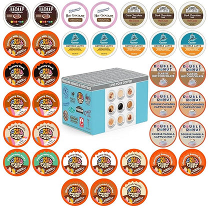 Crazy Cups Cappuccino & Hot Chocolate Variety Pack, Including Flavored Hot Chocolate & Cappuccino Coffee for Keurig K Cup Machines, Coffee Gift Set, Hot Chocolate Gift Set, 36 Count(Pack of 1)