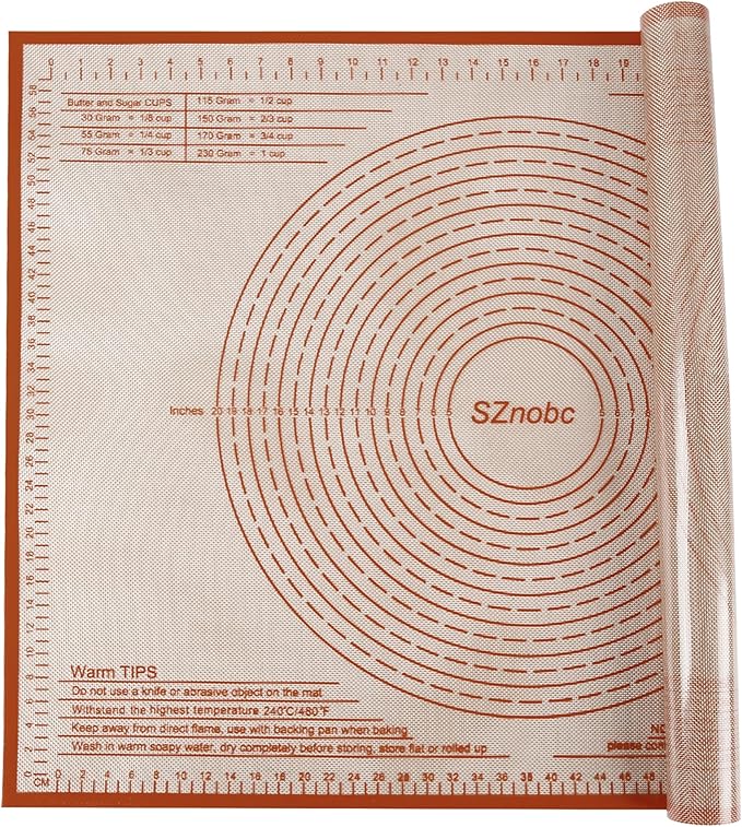 Silicone Pastry Mat 34X26 Inch Extra Large Baking Mat with Measurements for Dough Rolling, Kneading Board, Kitchen Counter Mats for Dough, Pastry, Fondant, Pie Crust, Cookies, Bread, Pasta, Pizza