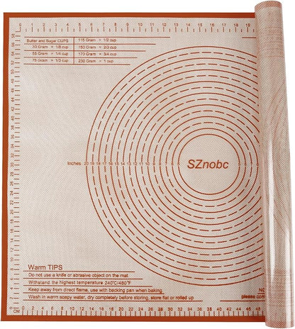 Silicone Pastry Mat 34X26 Inch Extra Large Baking Mat with Measurements for Dough Rolling, Kneading Board, Kitchen Counter Mats for Dough, Pastry, Fondant, Pie Crust, Cookies, Bread, Pasta, Pizza