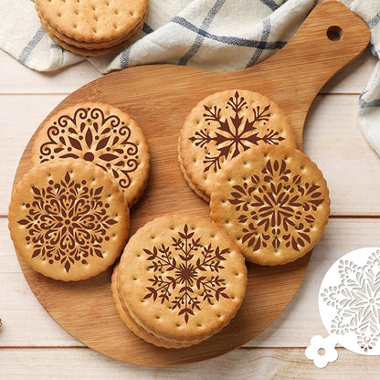 Coffee Latte Art Stencils - 25 Pcs Mandala Baking Stencils Decorating Template, Buttercream Sour Dough Bread Cookies Decorate Tools