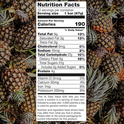 JONESBAR (Pineapple and Coconut, 12 Count (Pack of 1)), USDA Organic Fruit & Nut Bar, Non-GMO, Kosher, Vegan, Gluten Free, Simple Snack Bar