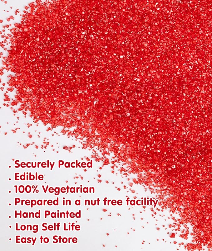 Christmas Edible Red Sprinkles,Sanding Sugar Crystals for Cake Decorating,150g/5.3oz Halloween Coarse Sprinkle Mix for Baking,Cookies,Ice Cream,Fondant Cake,Cupcakes,Desserts,Red Sugar Sprinkles,Birthday Wedding Party Supplies