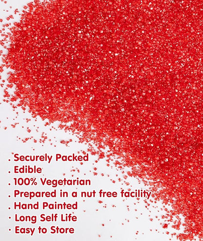Christmas Edible Red Sprinkles,Sanding Sugar Crystals for Cake Decorating,150g/5.3oz Halloween Coarse Sprinkle Mix for Baking,Cookies,Ice Cream,Fondant Cake,Cupcakes,Desserts,Red Sugar Sprinkles,Birthday Wedding Party Supplies